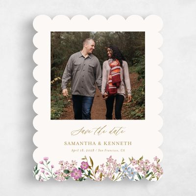 Beige Scalloped Wedding Save the Date - Lombardy Photo