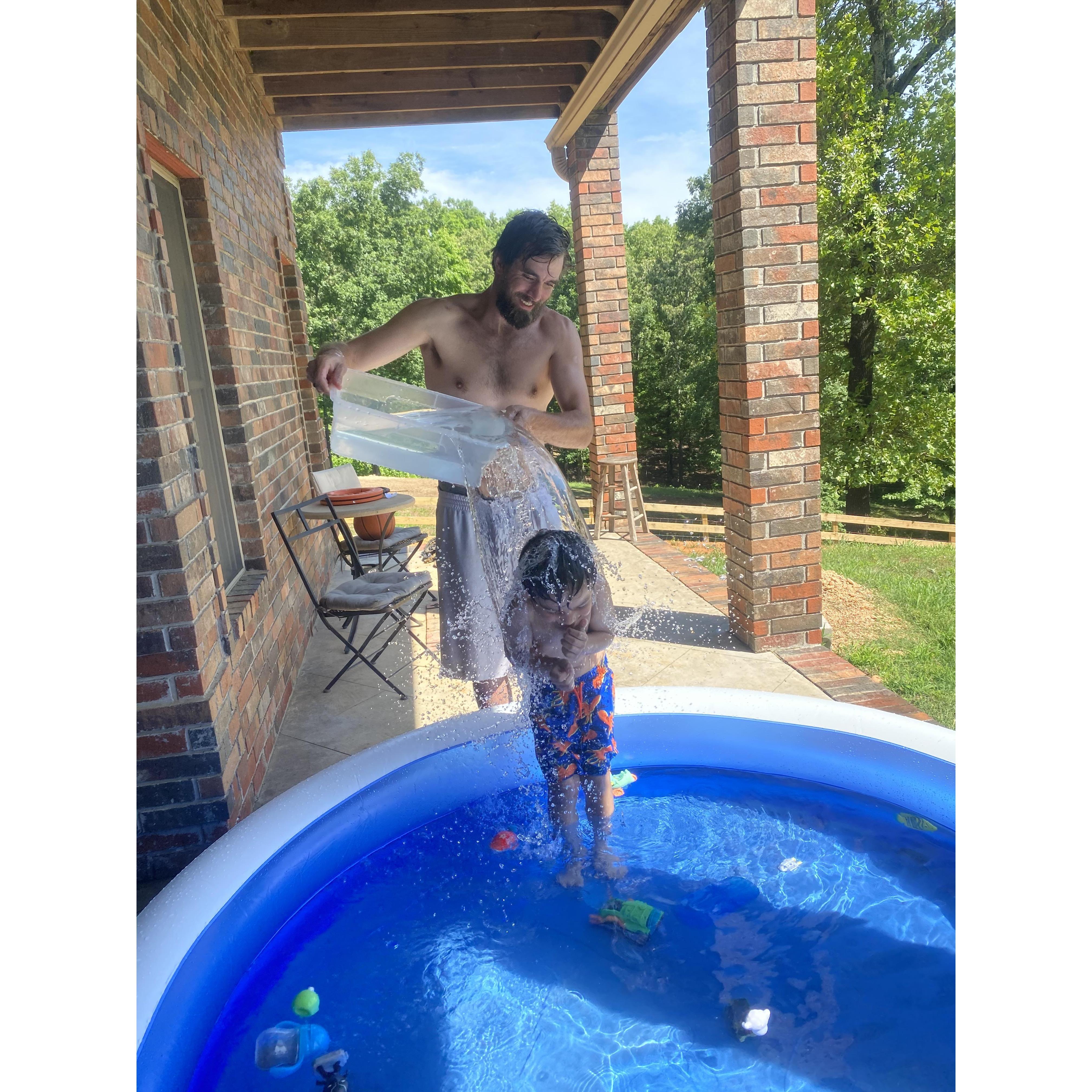 having a good ole time in the pool