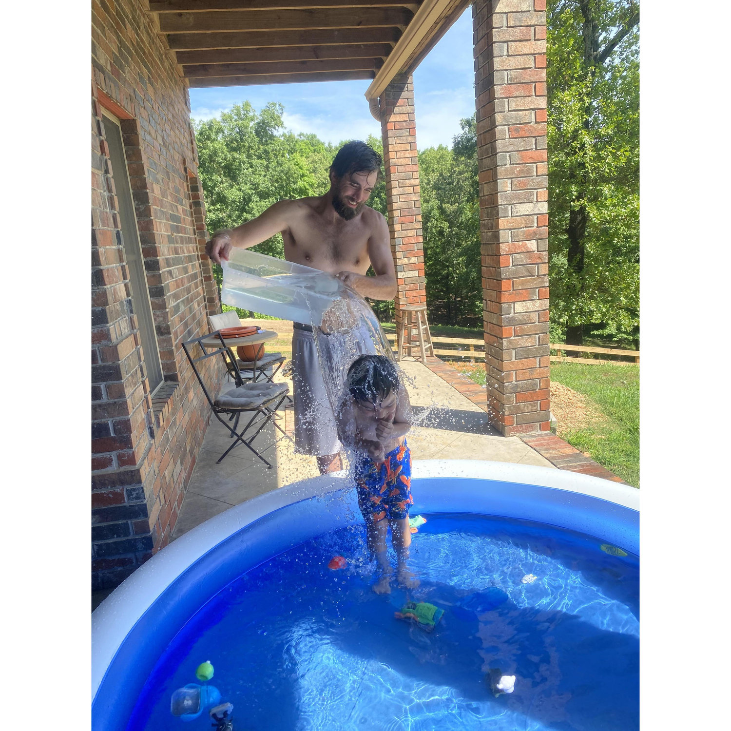 having a good ole time in the pool