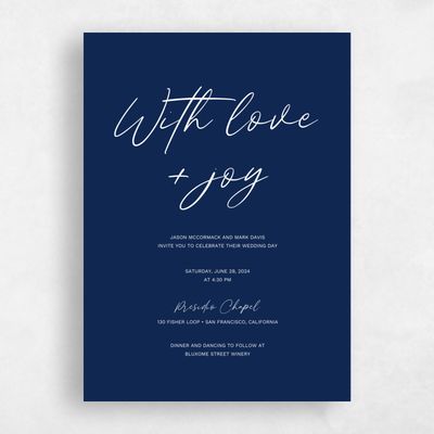 Vibrant Navy, Blue Wedding Invitation - Nahomi Classic
