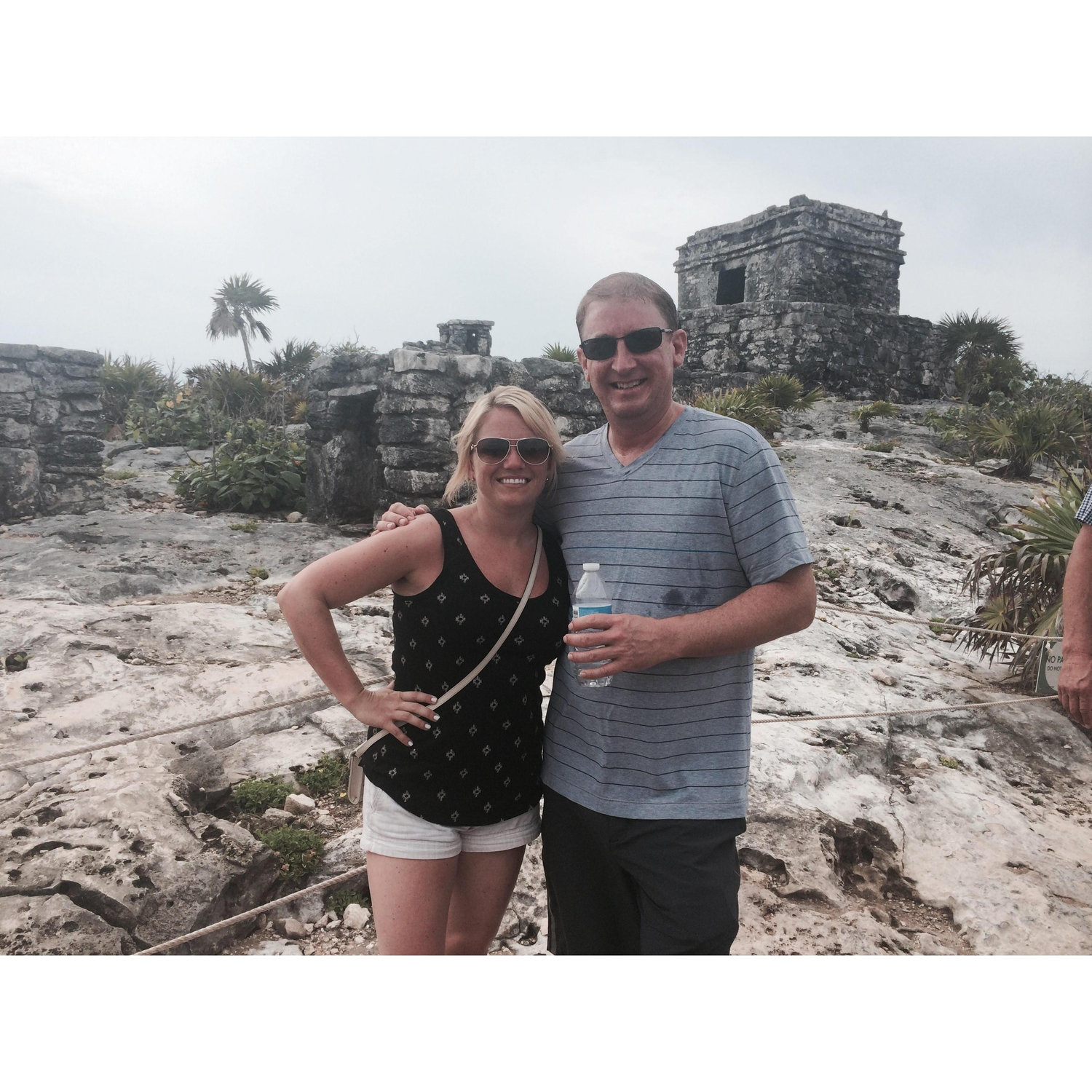Visiting the Mayan Ruins in Tulum!  It was 100 degrees!
