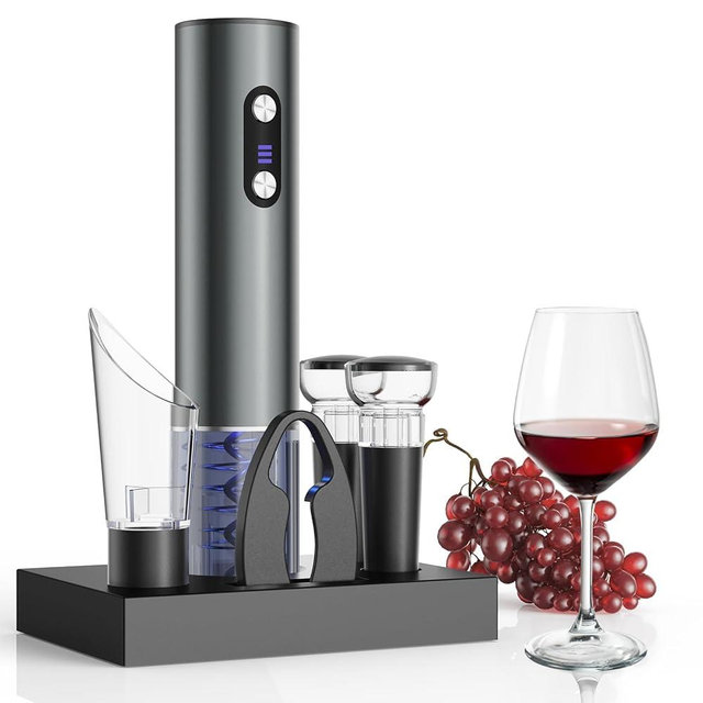 Newise Rechargeable Electric Wine Opener Gift Set: Wine Opener, Aerator, Vacuum Stoppers & Foil Cutter - Wine Lovers Gifts for Women Men, Mom