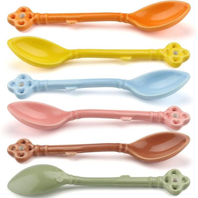 Small Coffee Spoons Ceramic Espresso Spoons set of 6 Demitasse Spoons for Coffee Dessert Tea Ice Cream