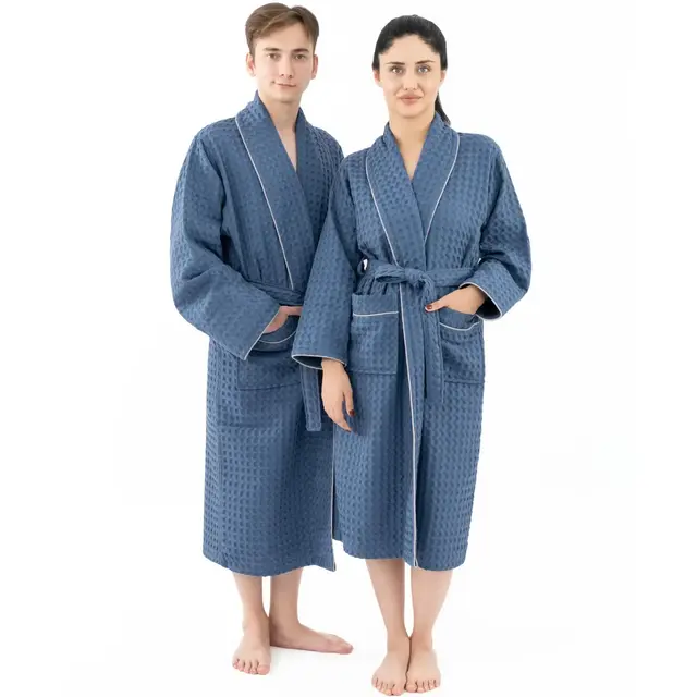 American Soft Linen 100% Cotton Waffle Robes for Women and Men, Unisex Waffle Design Lounging Bathrobe, 1 Piece Waffle Robe for Couples After Shower