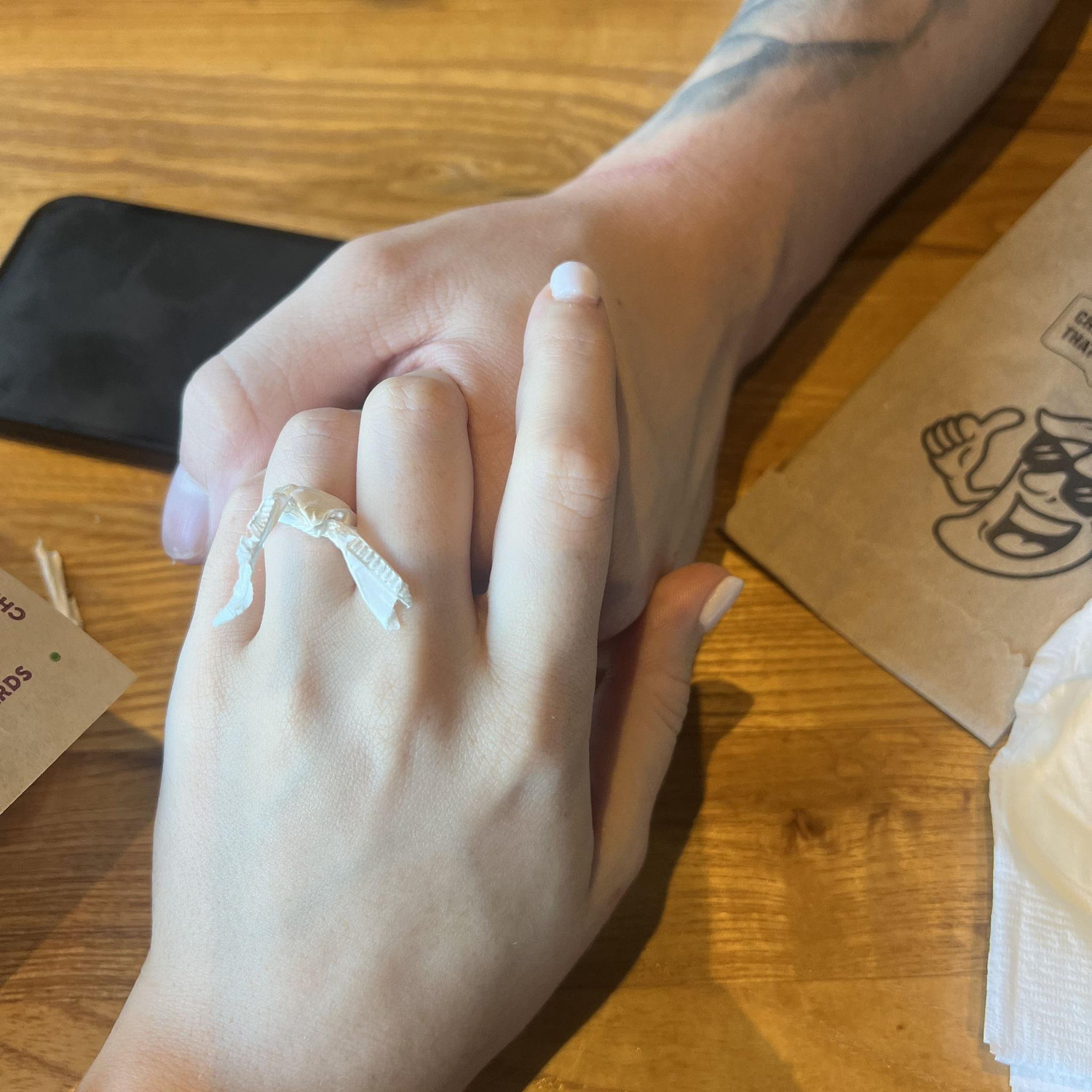 Jarrett would make Katelyn many "paper rings" at restaurants, waiting and saving for the beautiful diamond to come!