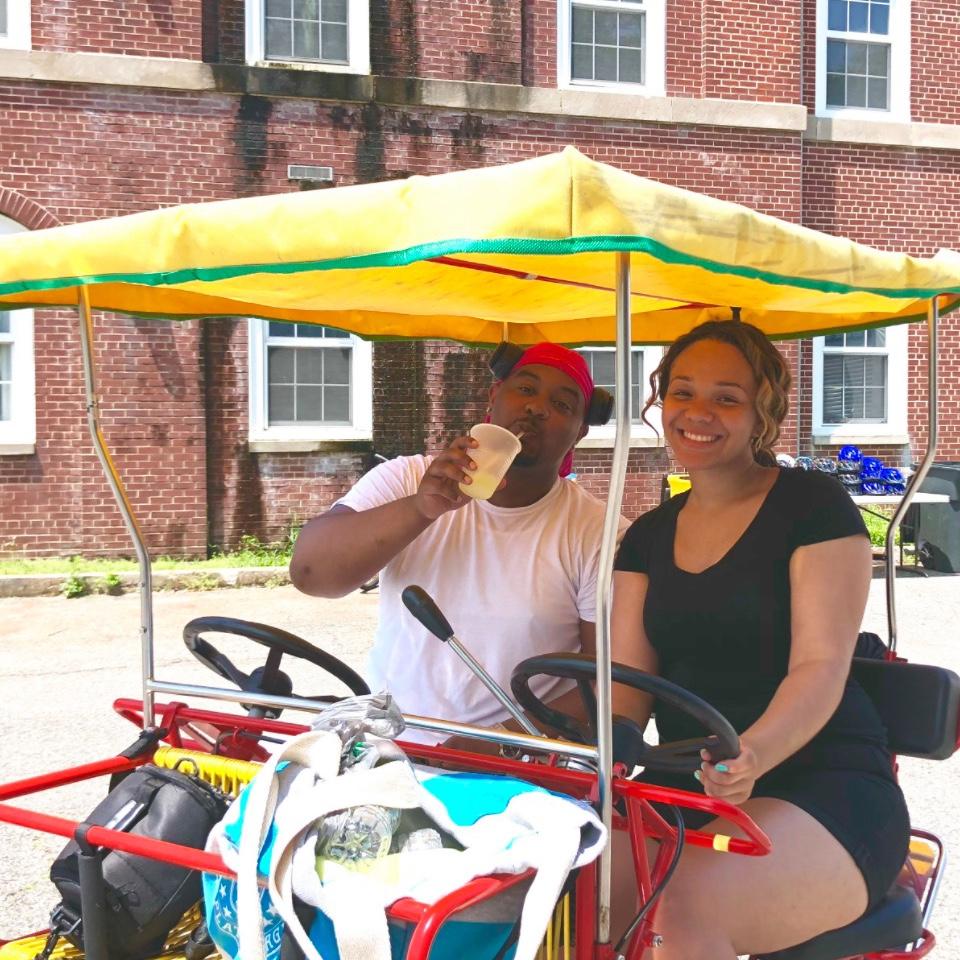 Xavier's first time on Governors Island.