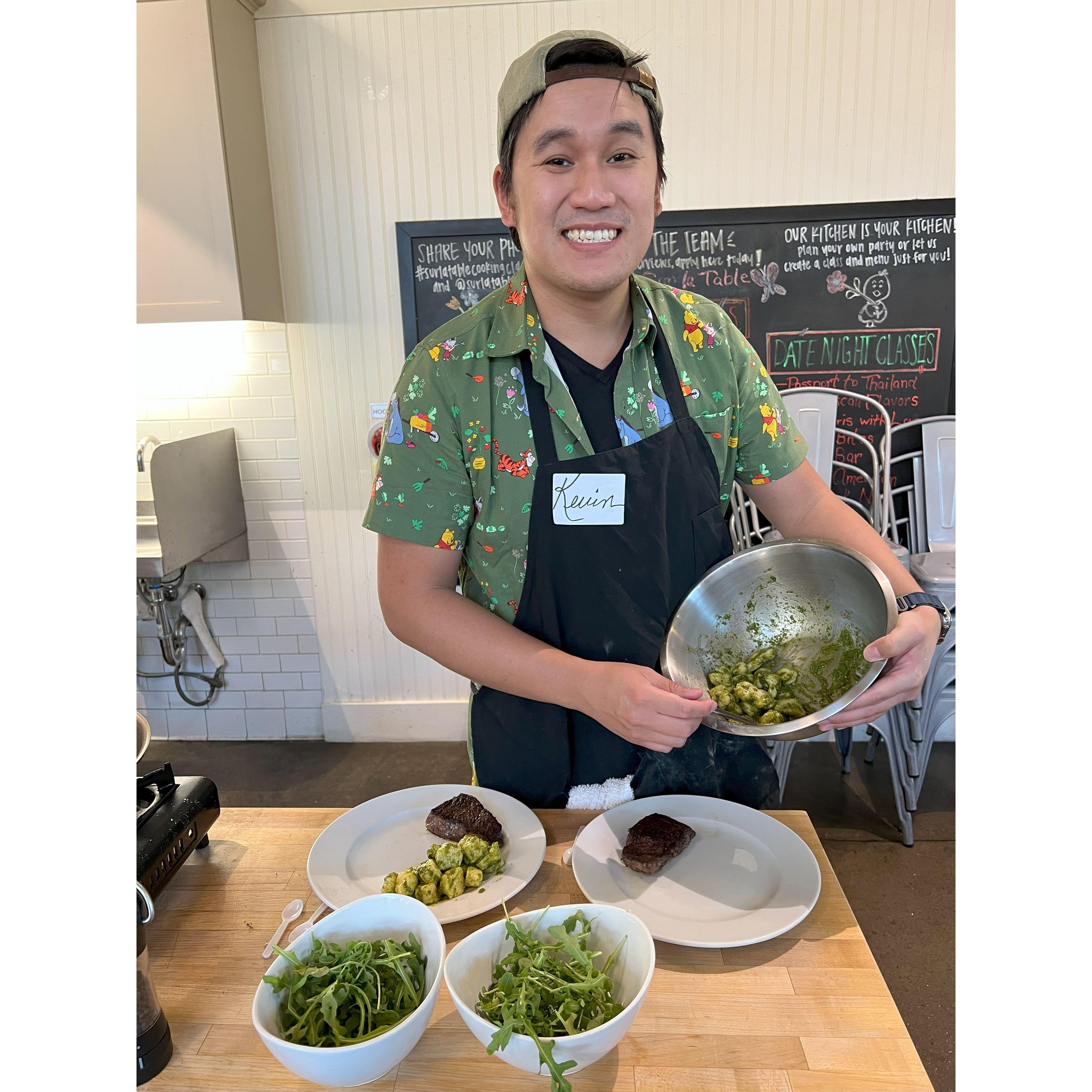 Pesto Gnocchi cooking class.