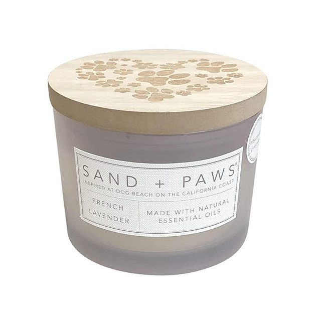 Sand + Paws Scented Candle - French Lavender - Additional Scents and Sizes –Luxurious Air Freshening Jar Candles Neutralize pet Odors and Enhance Home décor – 100% Cotton Lead-Free Wicks - 12 oz