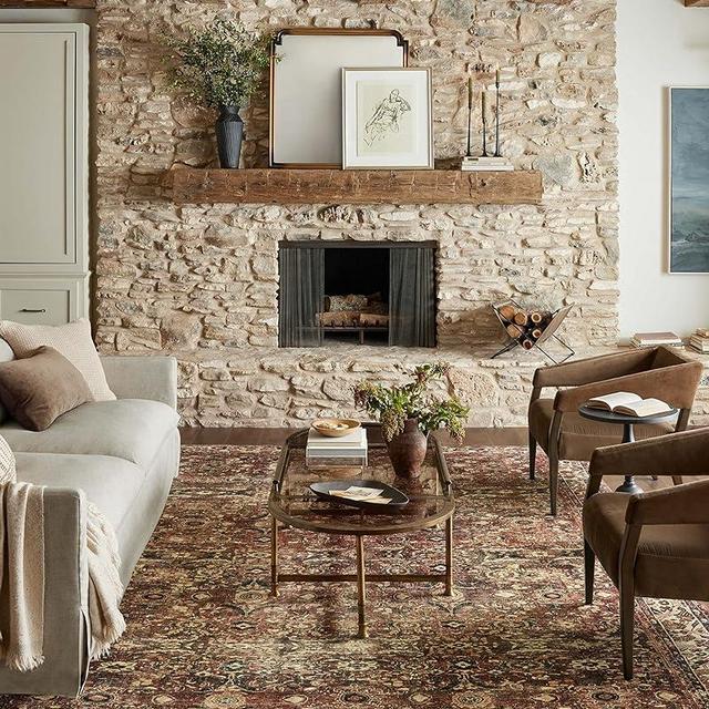 Loloi Magnolia Home by Joanna Gaines x Loloi Banks Collection Machine Washable BAN-04 Brick / Ivory, 8'-6" x 11'-6", Area Rug