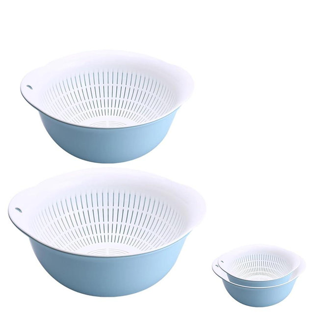 LUMUMIX Colander Bowl Set of 2, Nesting Large Capacity Plastic Food Strainer for Pasta, Vegetables and Fruits Washing Draining Basket, Space Saving, BPA Free