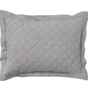 Belgian Flax Linen Diamond Quilted Sham, Standard, Flagstone