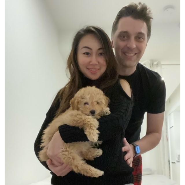Family portrait...lil Miso with mummy and daddy.