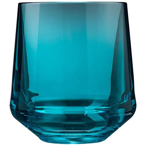 Drinique VIN-SW-TEL-4 Stemless Unbreakable Tritan Wine Glasses, 12 oz (Set of 4), Teal