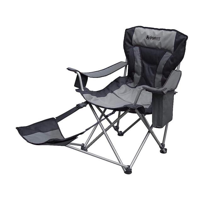 GigaTent Camping Chair with Foot Rest, Built-in Tablet/Cell Phone Viewing System, Built-in Cooler and Cup Holder (Black)