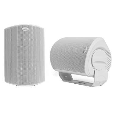 Polk Audio Atrium6 Outdoor All-Weather Speakers with Bass Reflex Enclosure (Pair, White) | Broad Sound Coverage | Speed-Lock Mounting System