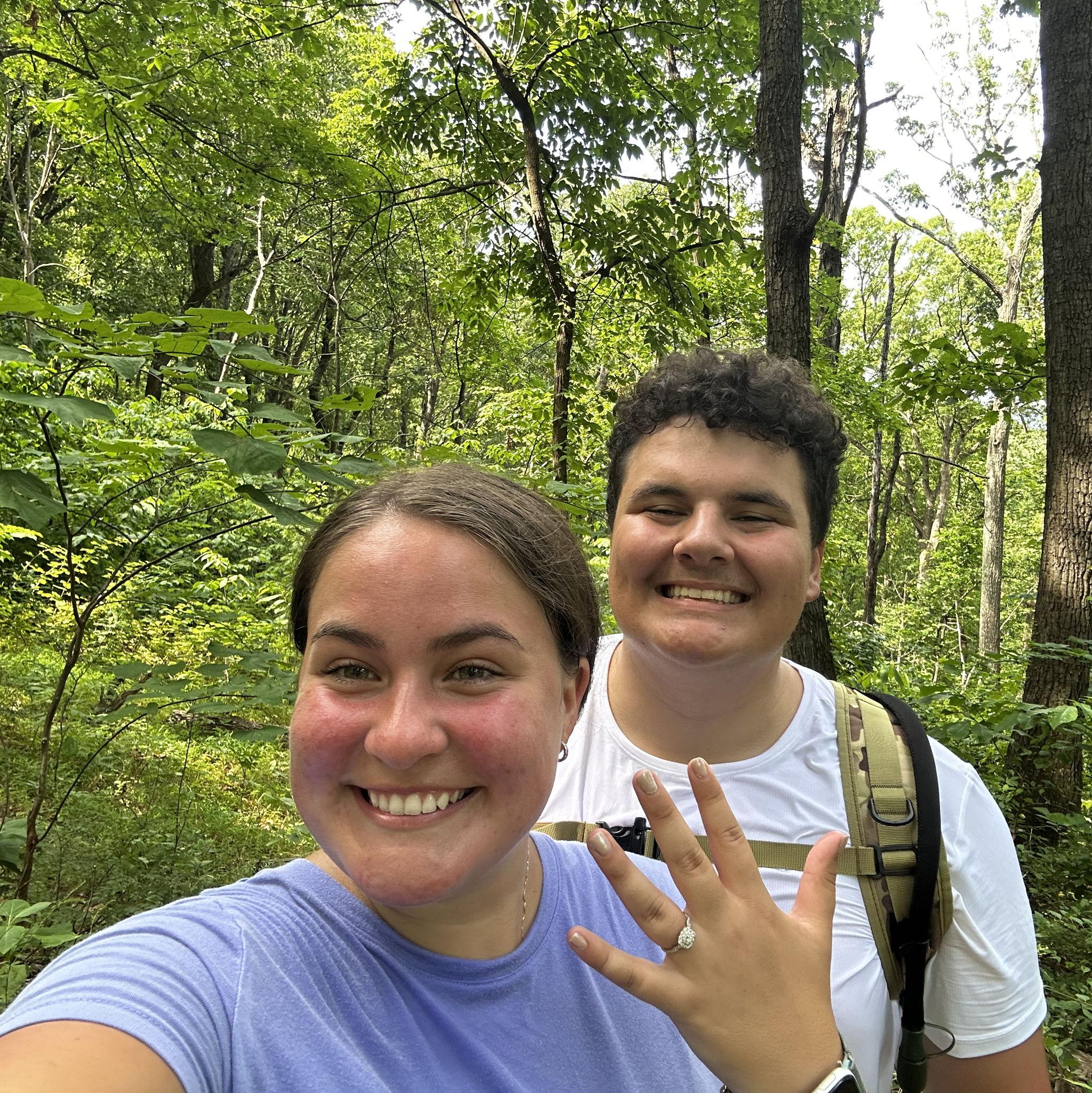When we first got engaged on the Monticello Trail in Charlottesville, Virginia.