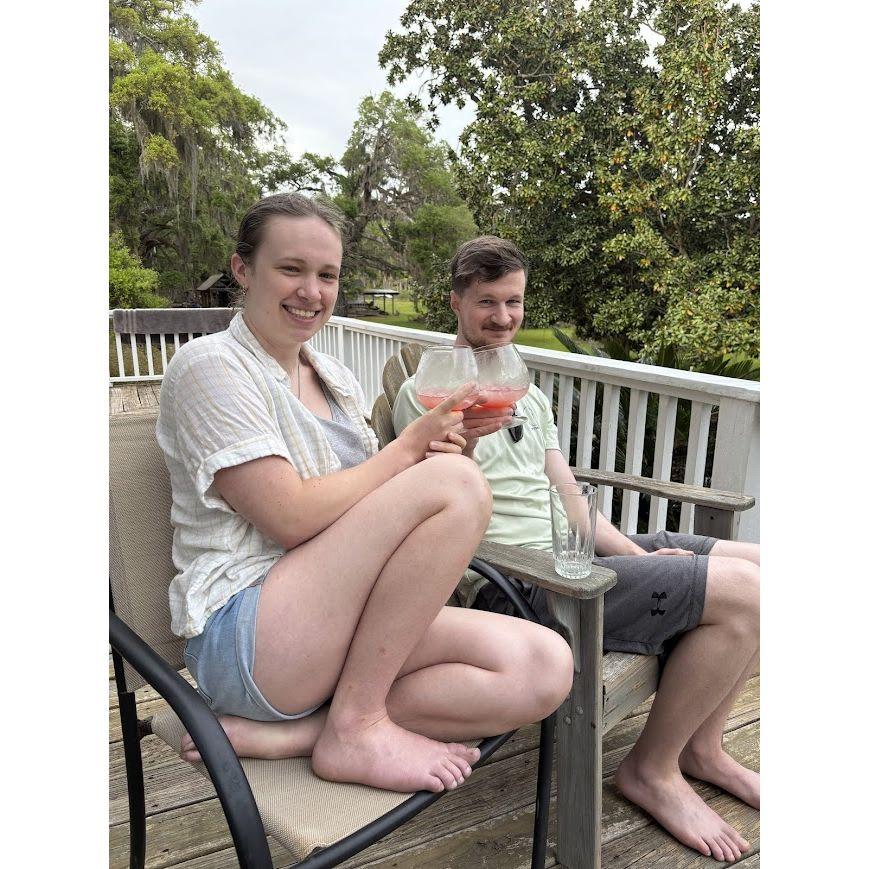 Enjoying a mocktail.