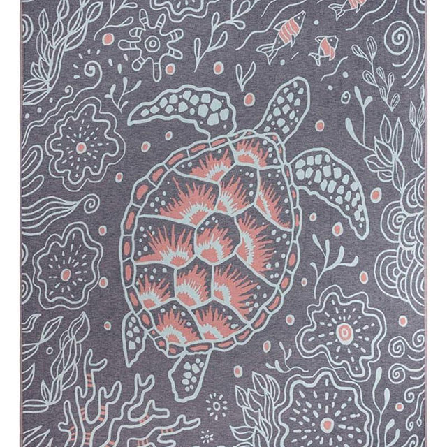Sand Cloud Extra Large Turkish Beach Towel - Sand Free - 100% Organic Turkish Cotton Yarn - Quick Dry Towel for Beach, Picnic, Blanket or Bath - As Seen on Shark Tank - Marine Life (Boho Hawksbills)