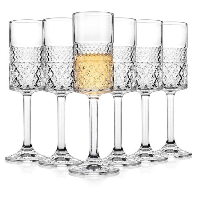 Cambareign Champagne Flutes Set of 6, 7oz Square Champagne Glasses, Lead-Free Crystal Champagne Glassware, Unique Gifts for Wedding Anniversary