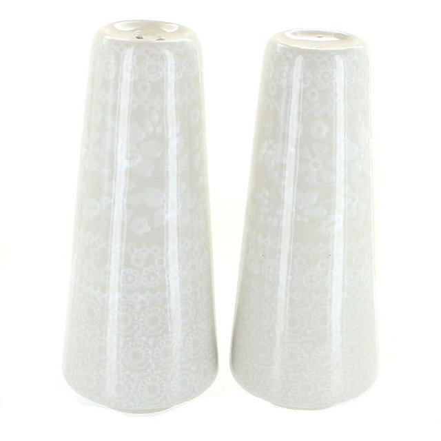 Blue Rose Polish Pottery White Lace Salt & Pepper Shakers