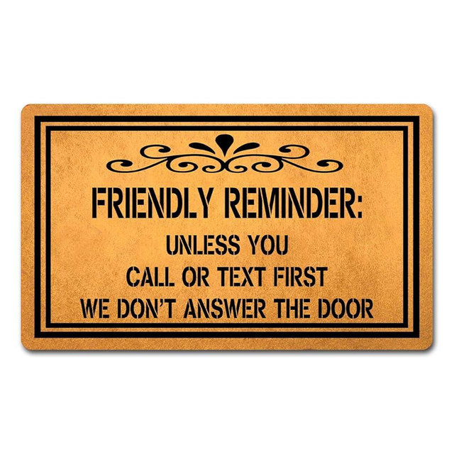 DEW XIA Funny Welcome Mats Anti-Slip Door Mats for Entrance Way Indoor Mat/Rubber Mat/Personality Rugs Kitchen Rugs and Mats 18"(W) x 30"(L) (Unless You Call Or Text First)