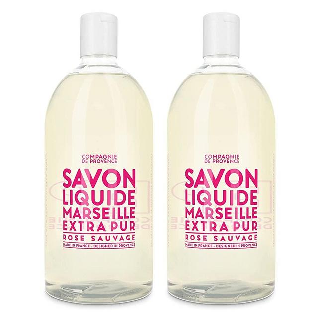Compagnie de Provence Savon de Marseille Extra Pure Liquid Soap - Wild Rose - Bulk 67.6 Fl Oz Plastic Bottle Refill
