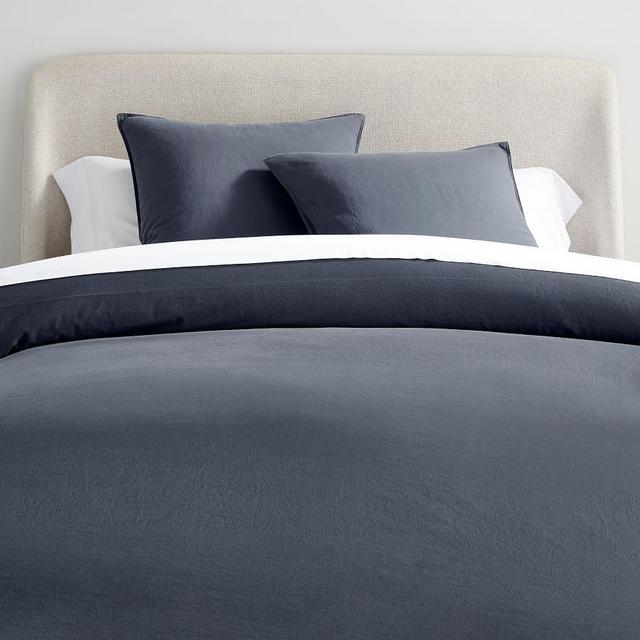 Steel Blue Dream Brushed Organic Cotton Sateen Duvet Cover, King/Cal. King