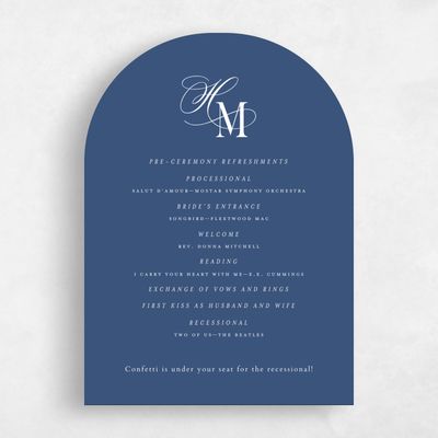 Dark Cobalt, Blue Wedding Program - Jalen