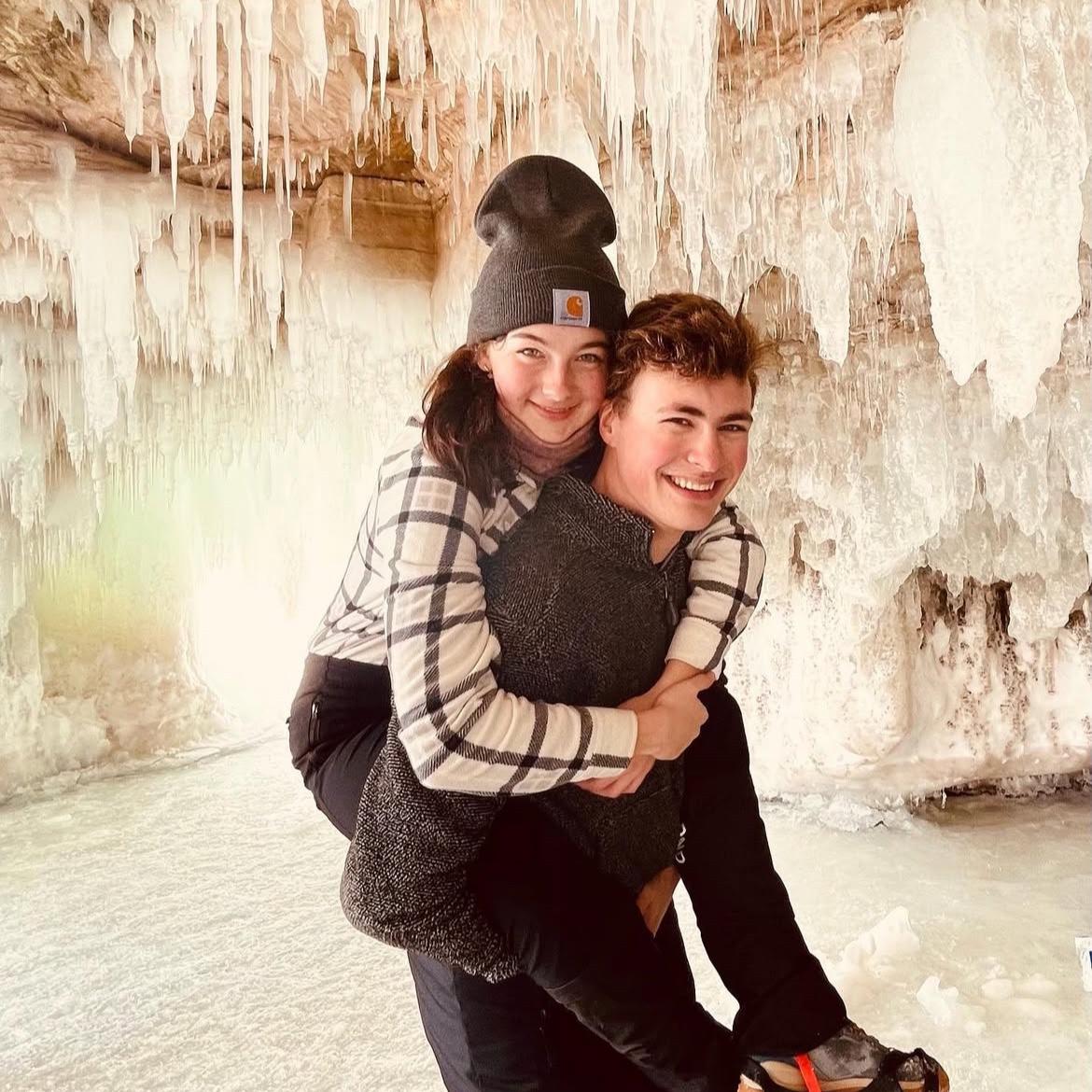 First family vacation up to the UP! We walked across frozen Lake Superior to see these ice caves!