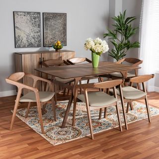 Harland Mid-Century Modern 7-Piece Dining Table Set