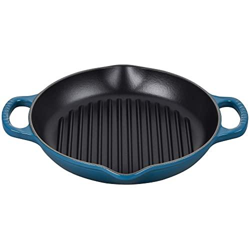 Le Creuset Enameled Cast Iron Signature Deep Round Grill, 9.75", Deep Teal
