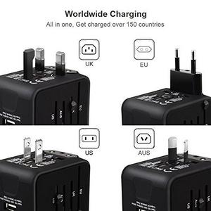 Universal Travel Adapter, Iron-M All-in-one International Power Adapter with 2.4A Dual USB, Europe Adapter Travel Power Adapter Wall Charger for UK, EU, AU, Asia Covers 150+Countries (Black)
