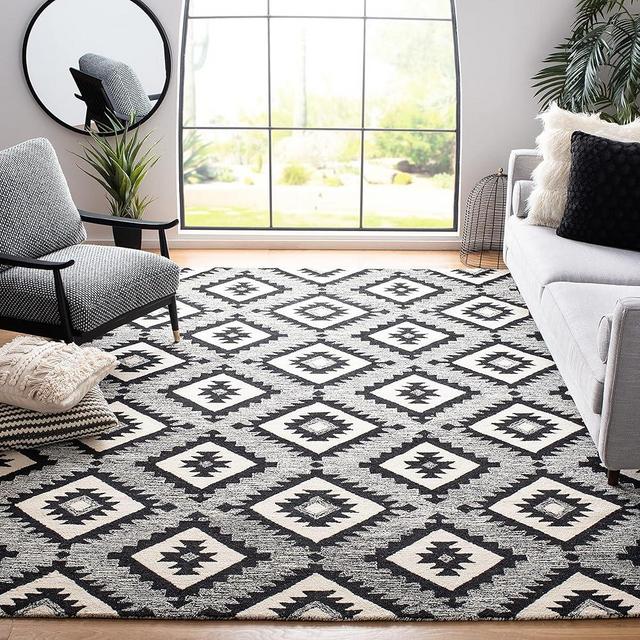 SAFAVIEH Aspen Collection Area Rug - 10' x 14', Charcoal & Black, Handmade Wool, Ideal for High Traffic Areas in Living Room, Bedroom (APN813Z)