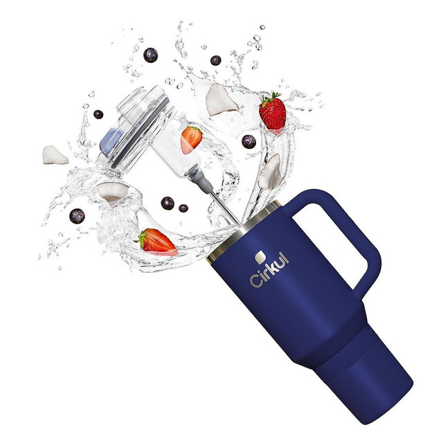 Cirkul 40oz. Midnight Blue Stainless Steel Tumbler with Handle, All-Day StrawSip™, Double-Wall Insulated
