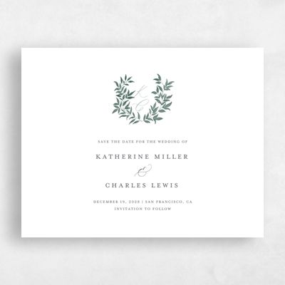White Wedding Save the Date - Willow Landscape
