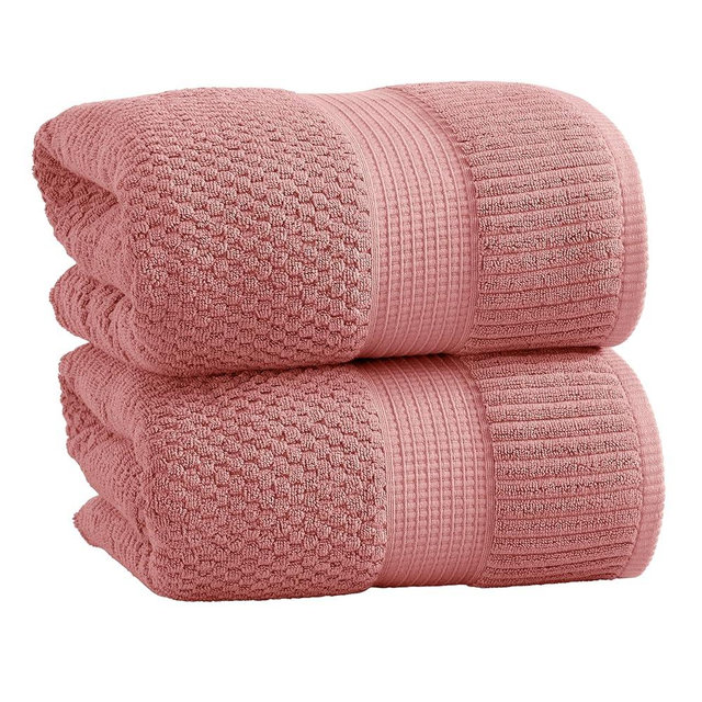 NY Loft 100% Cotton 2 Pack Bath Sheet Towel Set | Extra Large Oversize Bath Towels | Absorbent & Quick-Dry | Textured and Durable Cotton | Rose Pink