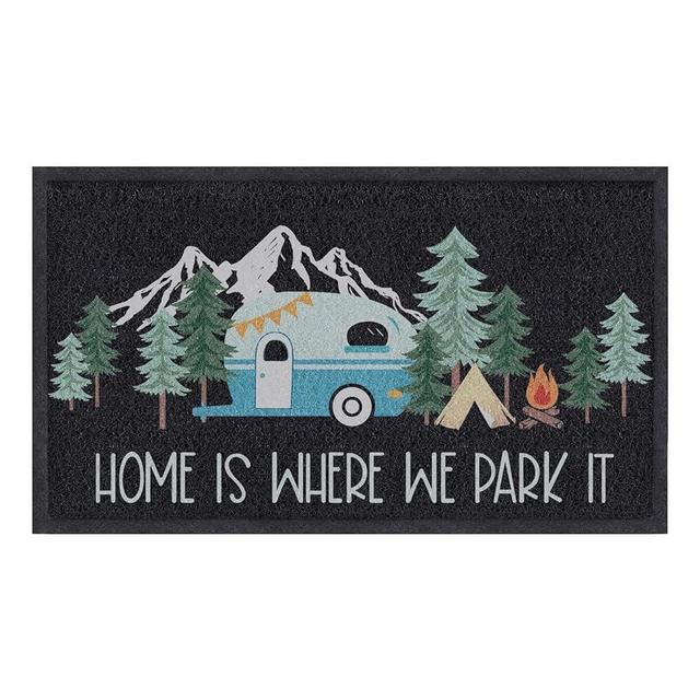comfoyar Welcome Door Mat, 17" x30'', Home is Where We Park It Camping Door Mats, Welcome Mat with Rubber Backing for Shoe Scraper, Non Slip, Easy to Clean Mat Rug for Outside Camper Decor