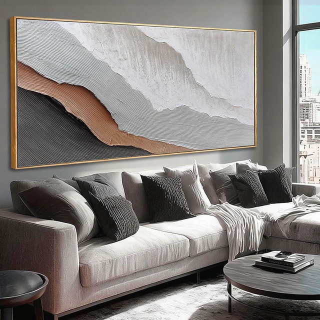 Large Framed Canvas Wall Art Prints,Beach Wave Landscape Wall Decor,White Abstract Neutral Artwork,29"x58" Pictures for Living Room Bedroom Office