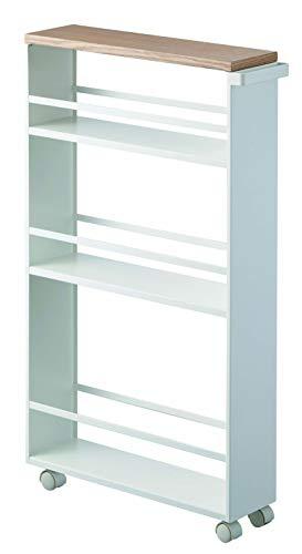 YAMAZAKI home Tower Rolling Slim Storage Cart With Handle White
