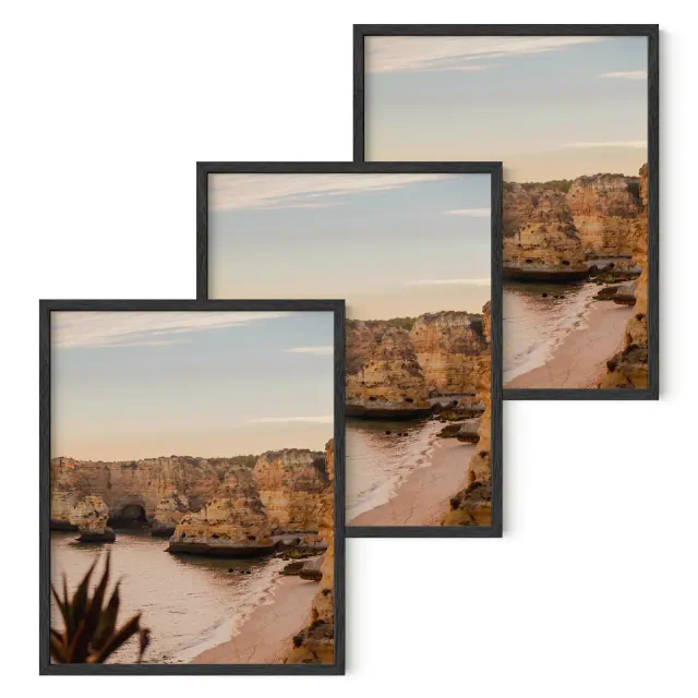 Haus and Hues Set of 3 Picture Frame with Plexiglass Cover, Black Oak, 8x10