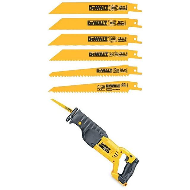 DEWALT DCS380B 20-Volt MAX Li-Ion Reciprocating Saw (Tool Only) with DW4856 Metal/Woodcutting Reciprocating Saw Blade Set, 6-Piece