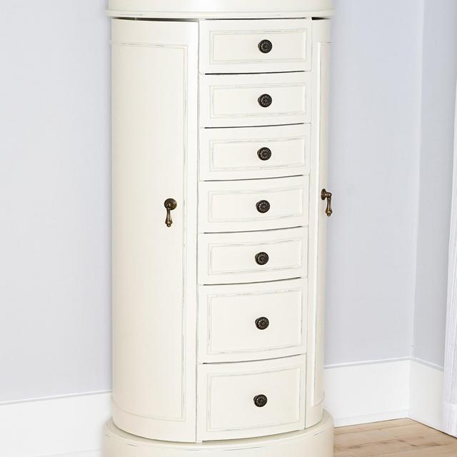 Hives and Honey Bailey Standing Oval Jewelry Armoire, White