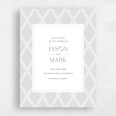 Platinum, Grey Wedding Save the Date - Diamant Portrait