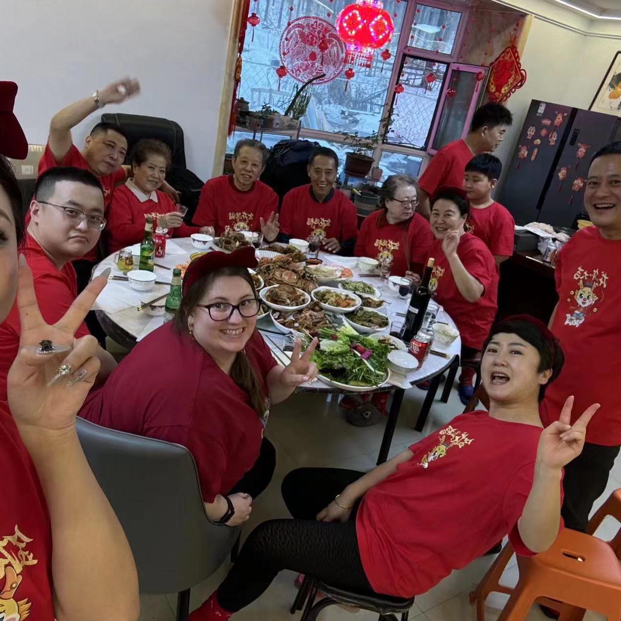 Lunar New Year celebrations with Haonan’s family. This is his father’s side of the family, all wearing matching dragon shirts for 2024. Haonan was tired of taking so many pictures.
