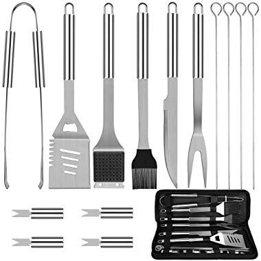 Anpro Grilling Accessories BBQ Tools Set, 15 PCS Stainless Steel Grill Kit with Case, Great Barbecue Utensil Tool for Men, Women, Dad