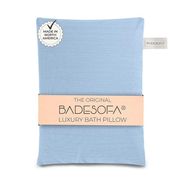 BADESOFA® Luxury Seat Cushion for Bath | Premium-Quality Materials | Comfortable & Quick-Drying | Washable Bath Pillow in Blue | Home Spa | Suitable for Bathtub, Steam Sauna & Hot Tub