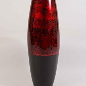 GreenFloralCrafts 24" Lacquer Cylinder Floor Vase - Red Swirl & Black