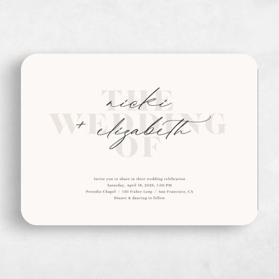 Beige Rounded Wedding Invitation - Temecula Landscape