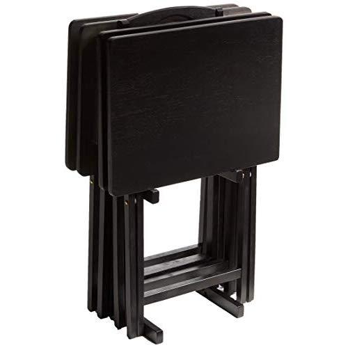 PJ Wood 5-Piece Folding TV Tray & Snack Table - Black