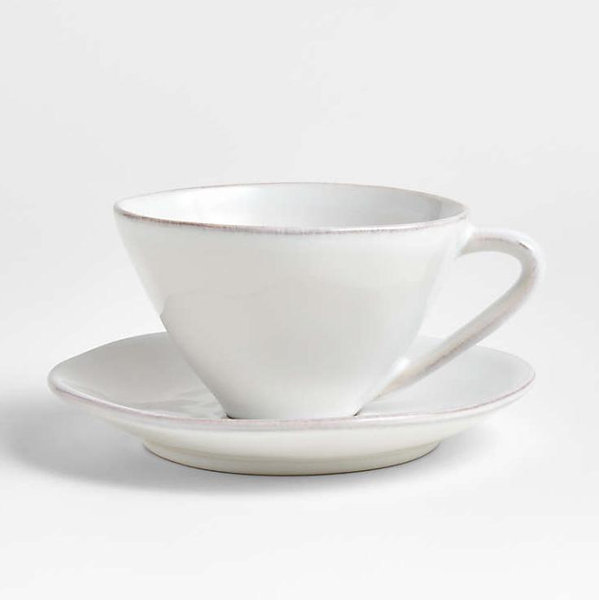 Marin 9.5-oz. White Stoneware Cappuccino Cup and Saucer